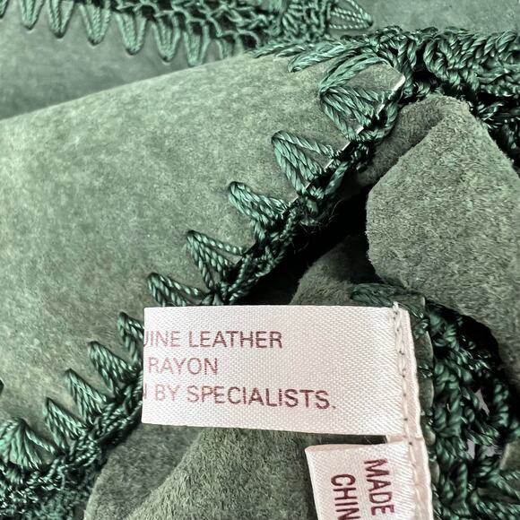 Scully Womens Sz 10 Leather Suede Green Crochet Jacket Shirt Top Western Rodeo - Picture 9 of 10